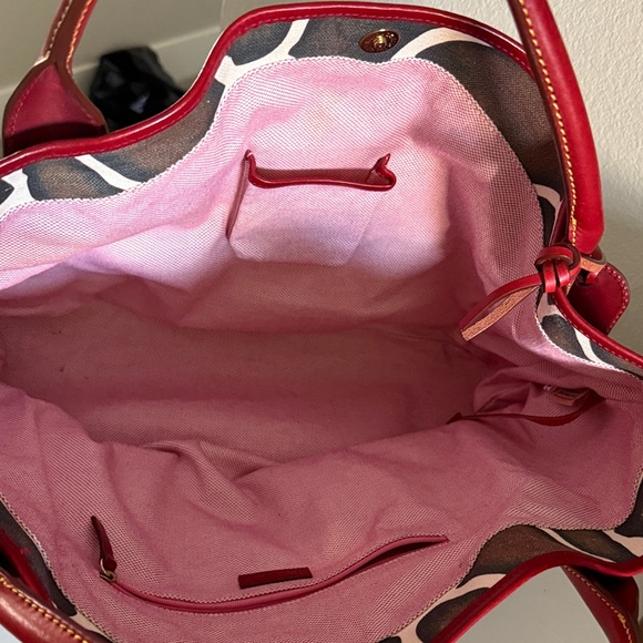 Dooney & Bourke Brown and Red Giraffe Print Tote - Picture 5 of 8